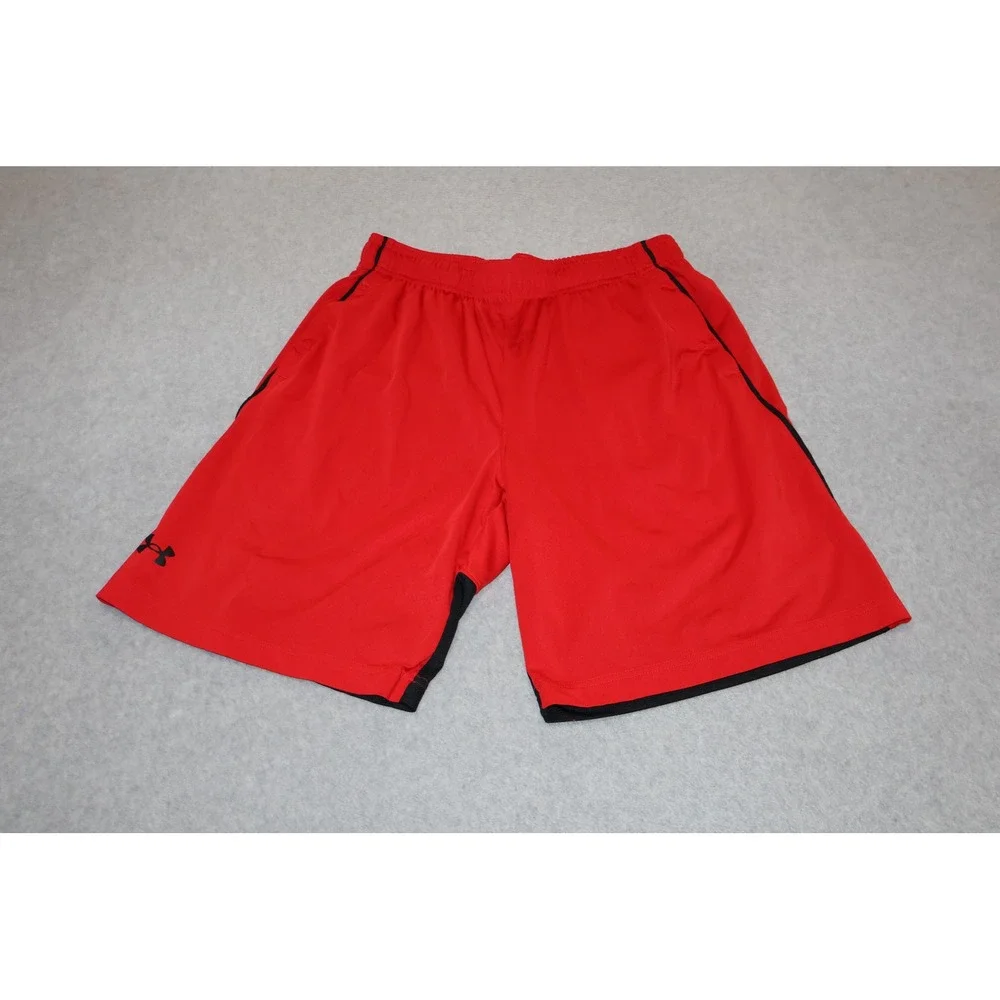 Under Armour Gym Workout Shorts Men Large Red Athletic Gym Basketball Loose Fit